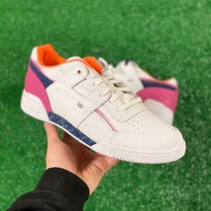 Reebok Workout Plus Montana Low Mens Trainer Shoes White Pink CN6325 NEW Multi